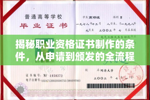 镇海揭秘职业资格证书制作的条件，从申请到颁发的全流程解析